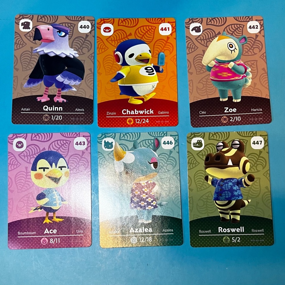 ⭐️ Nintendo - Amiibo - Animal Crossing Card Lot (6 cards)